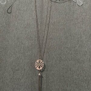 Gold Toned Medallion Pendant Necklace and bracelet - Women Jewelry